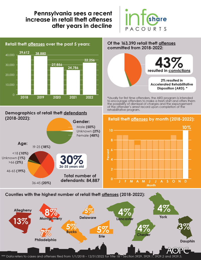 Infographic from court system detailing statewide retail theft statistics