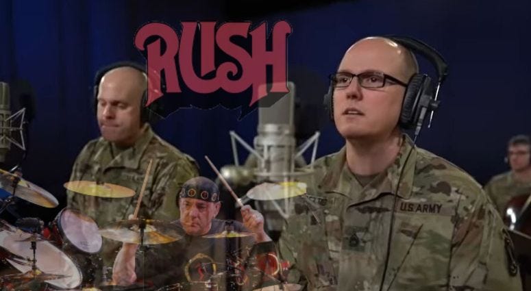 The US Army band plays a tribute to Rush's iconic drummer, the late Neil Peart