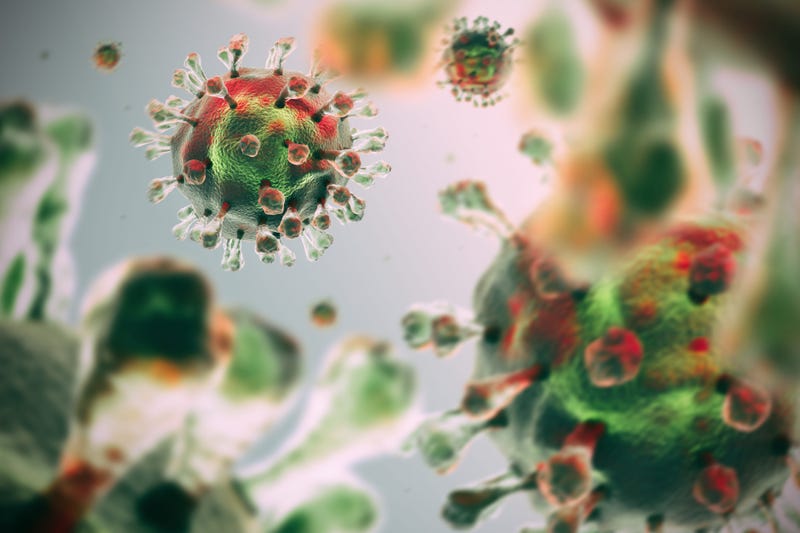 Coronavirus COVID-19 pathogen under microscope