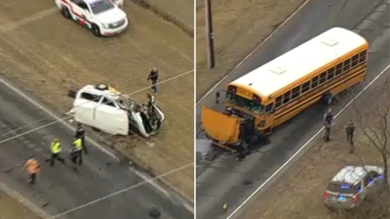 School bus collides with medical van in Burlington County