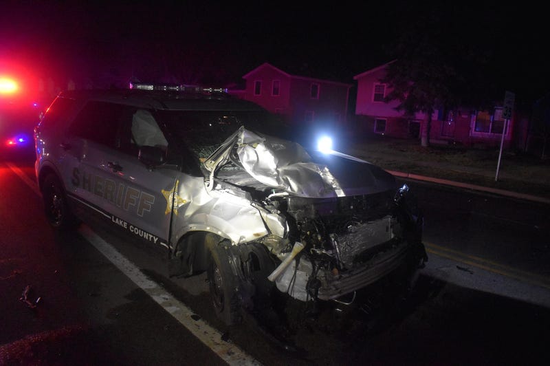 smashed police SUV