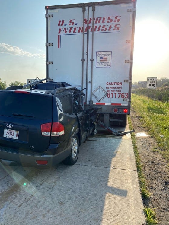 Fiery crash on I-80/94 involving a semi