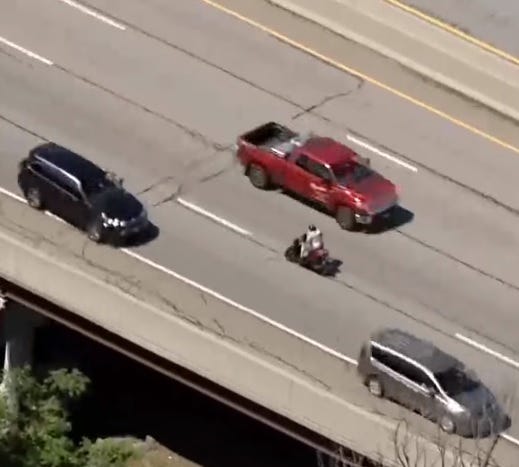 Moped Drives Wrong Way On Highway 