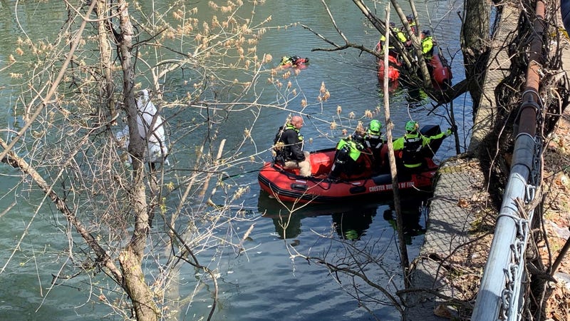 Crews search on Tuesday for Li'Najah Brooker, in rafts along the Chester Creek.