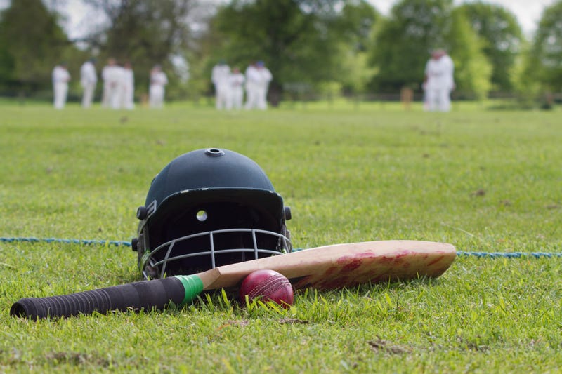 cricket equipment in lawn