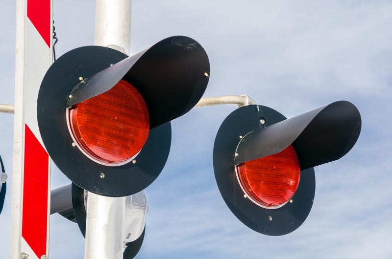 Close up of signals at a railroad crossing
