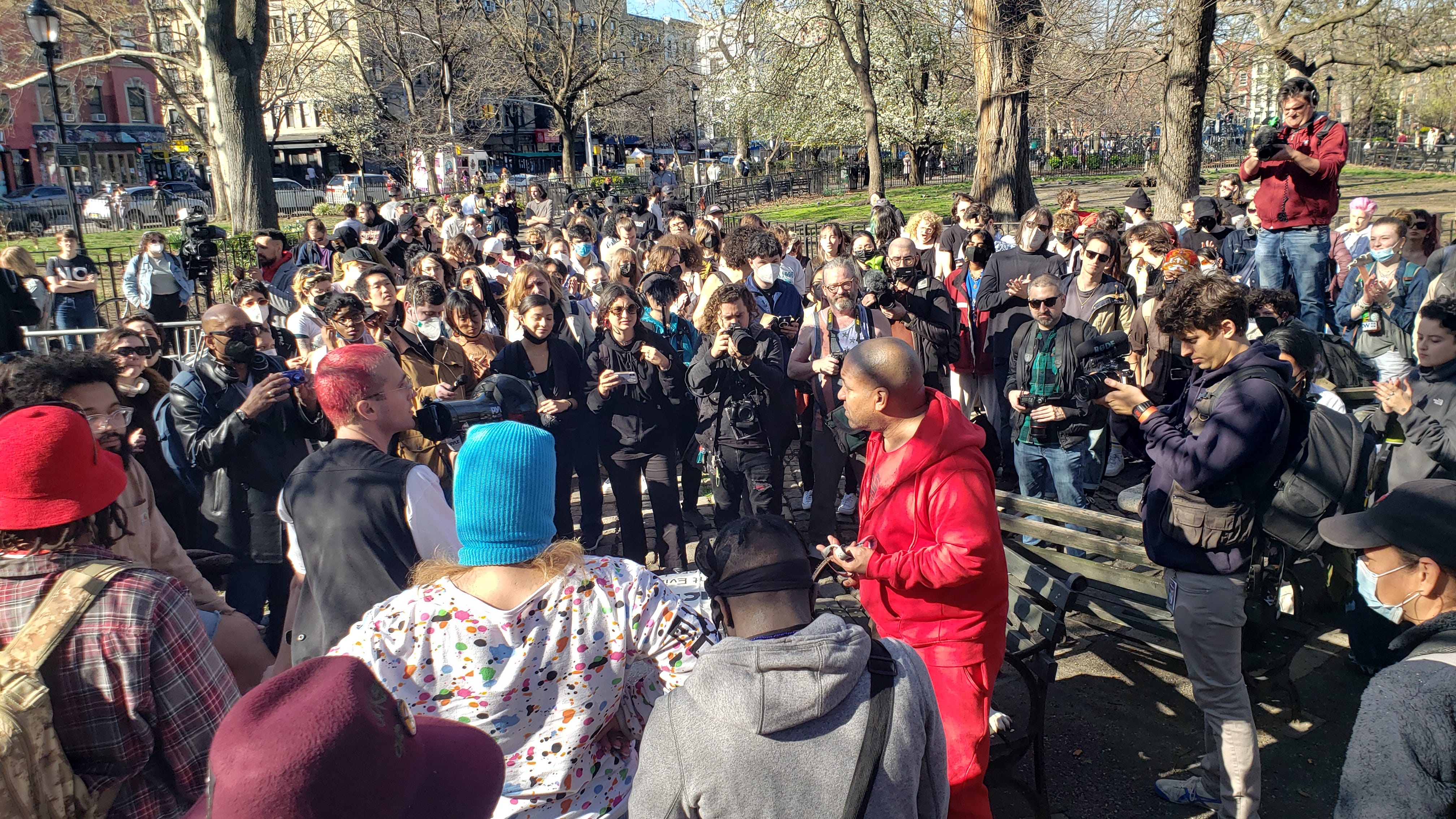 Homeless New Yorkers and neighbors protest Adams' homeless camp sweeps