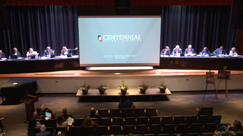 The Centennial School Board meeting on May 27, 2025.