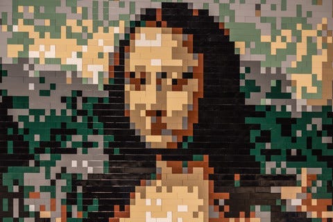 Da Vinci's "Mona Lisa" is one of the art masterpieces re-imagined in LEGO bricks. 