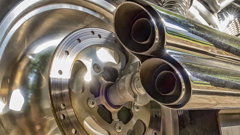 The rear wheel of a motorcycle - stock photo