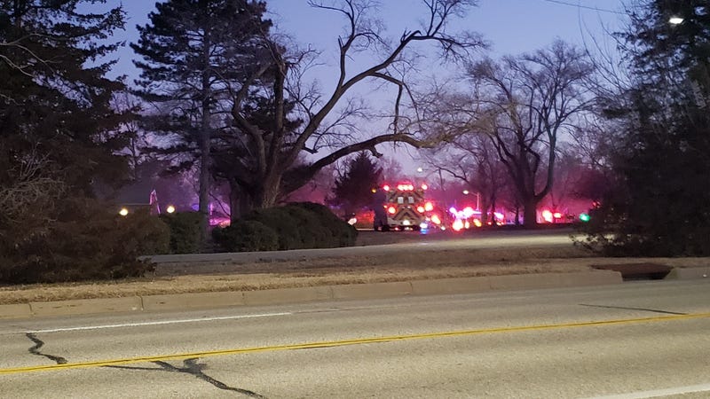 Emergency crews on the scene of a house fire
