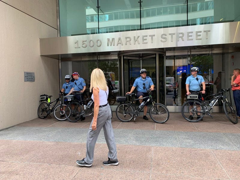 Protestors converged on the Centre Square building in downtown Philadelphia Wednesday. They were the first to be drawn there by the presence of Joe Biden's campaign headquarters, and they are unlikely to be the last.