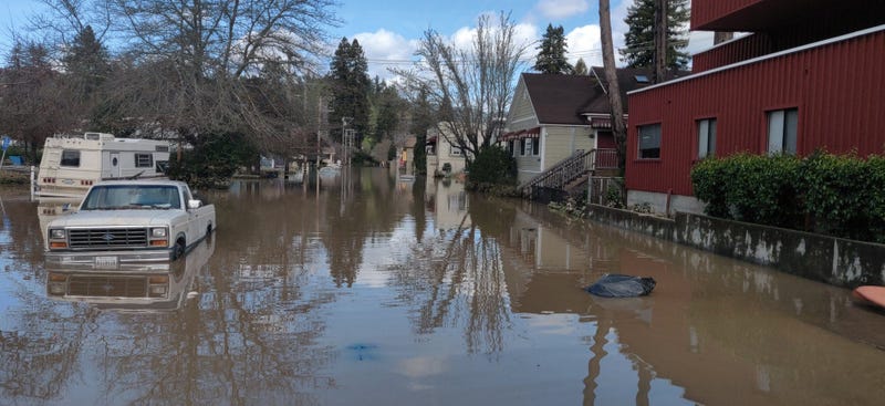 Flooding from the Russian River in Sonoma County in February 2019.