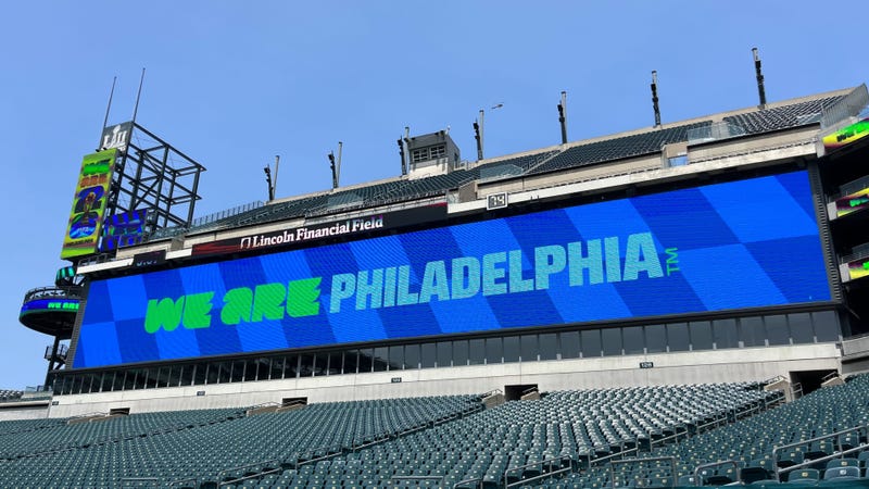 Background art is meant to remind people of the "Rocky Steps," said Meg Kane, host city executive for Philadelphia Soccer 2026. “When they're in motion, it's supposed to give you the feeling that you're running up the steps.”