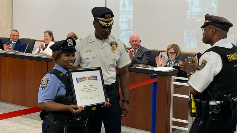 The SEPTA board honors SEPTA Transit Police officer Shana Albright for her actions to help reunite a lost man with his family.