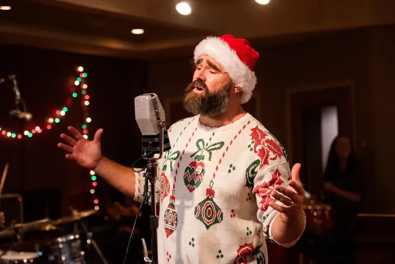 Jason Kelce records his third Christmas album, "A Philly Special Christmas Party."