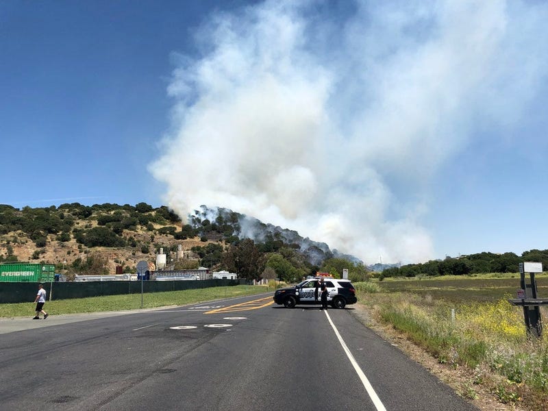 A brush fire in Solano County near Cordelia on June 7, 2019.