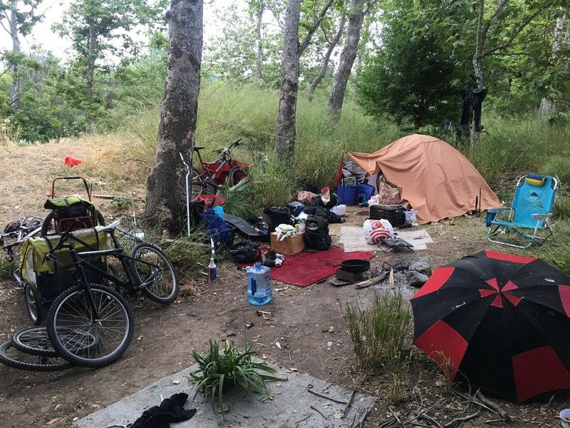 A homeless encampment near the Guadalupe River in San Jose on June 3, 2019.