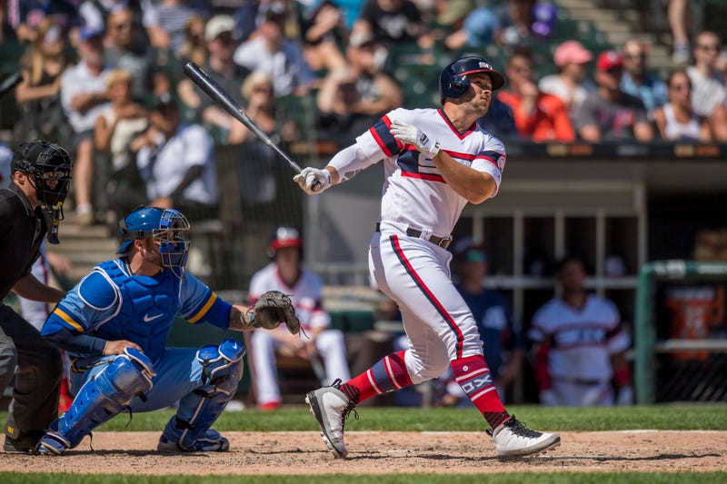 White Sox outfielder Daniel Palka hits a homer.
