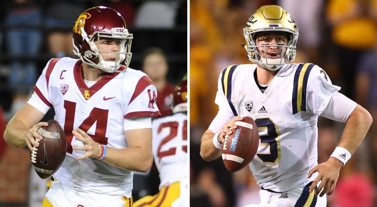 USC quarterback Sam Darnold (left) and UCLA quarterback Josh Rosen