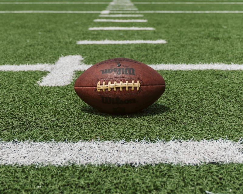A football on a field
