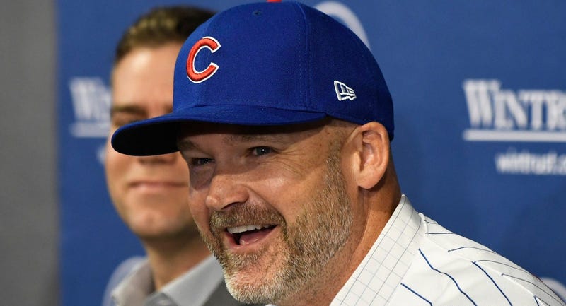 Cubs manager David Ross smiles at his introductory press conference.