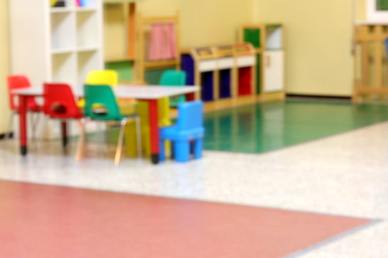 Inside a daycare, out of focus without people