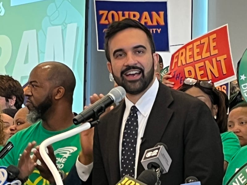 Zohran Mamdani at a campaign event with NYC's biggest labor union, DC 37. He is endorsed by the group representing nearly 250,000 New Yorkers from the public sector.