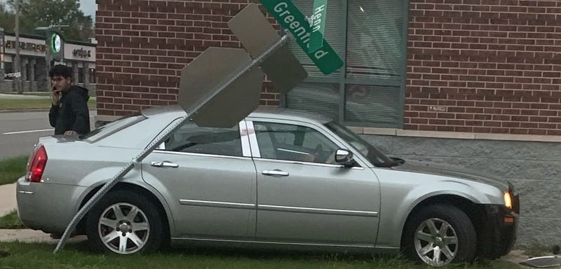 Dearborn crash into building