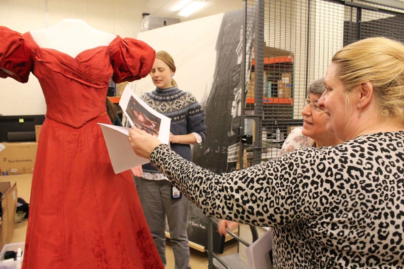 A dress worn by Judy Garland in Meet Me in St. Louis is on display