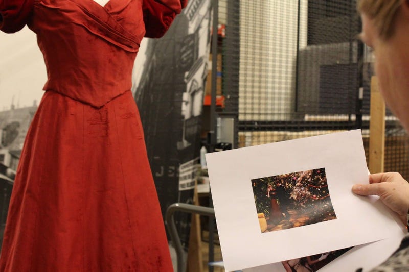 A dress worn by Judy Garland in Meet Me in St. Louis is on display