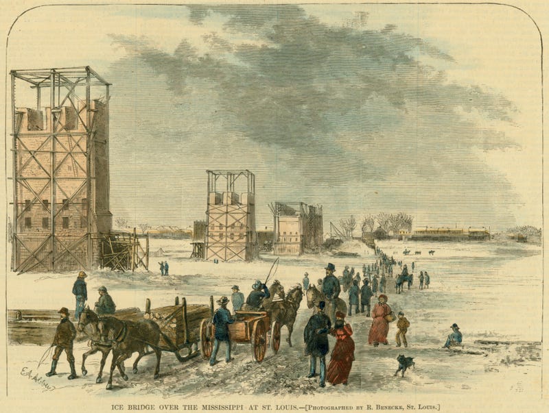 Frozen Mississippi river