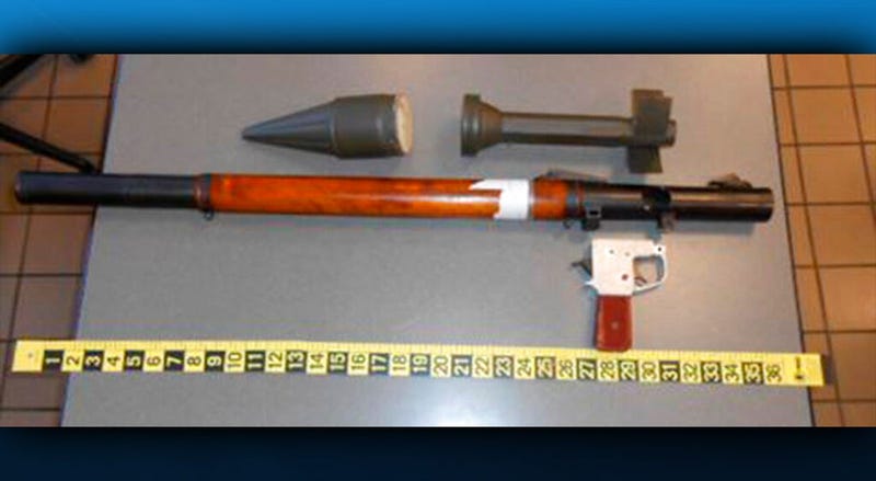 Defunct grenade launcher that TSA agents spotted in a passenger’s checked bag at an Airport in Pennsylvania