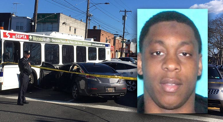 Dejuan Robinson abandoned his vehicle near the intersection of Broad Street and Oregon Avenue in South Philadelphia after a chase by Wilmington police.