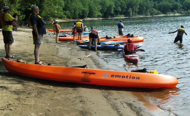 Kayakers participating in the Delaware River Sojourn.