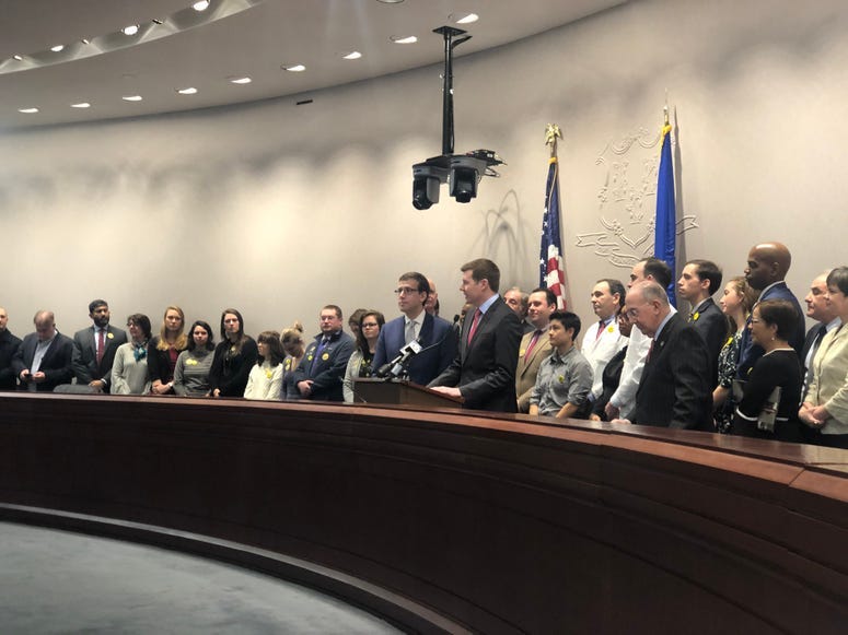 Senator Matt Lesser and Representative Sean Scanlon in the Capitol