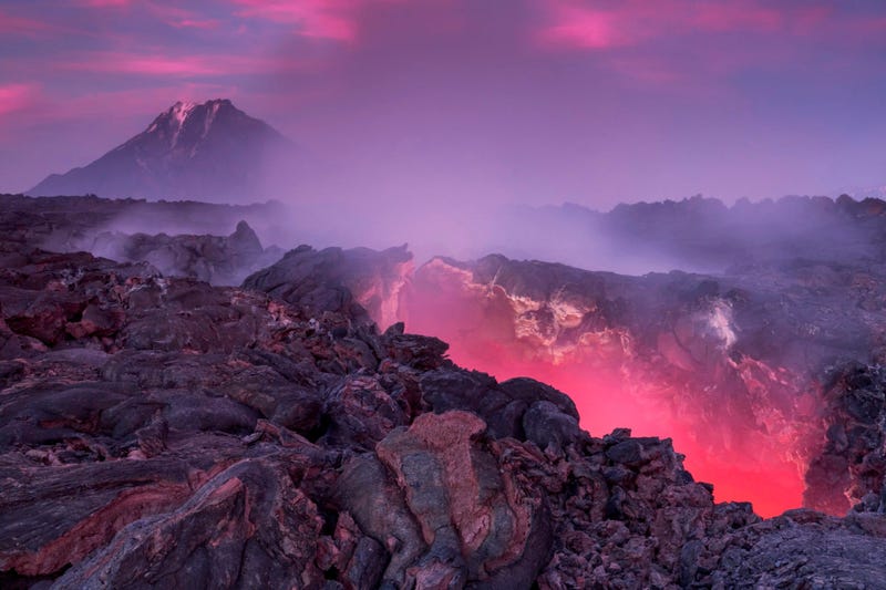 Five years after last erupting in Kamchatka Peninsula, Russia, the molten rock of Plosky Tolbachik volcano still glows and radiates intense heat.