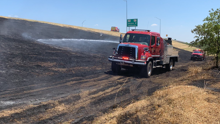 Grass fire burns four acres in Denton along Loop 288