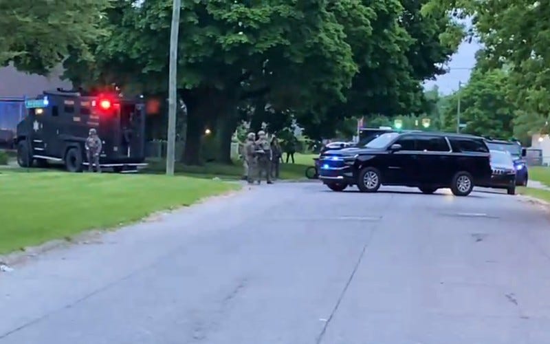 Scene on a raid on Detroit's northwest side.