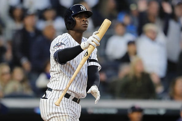 Didi Gregorius watches as he belts a grand slam in the ALDS. 