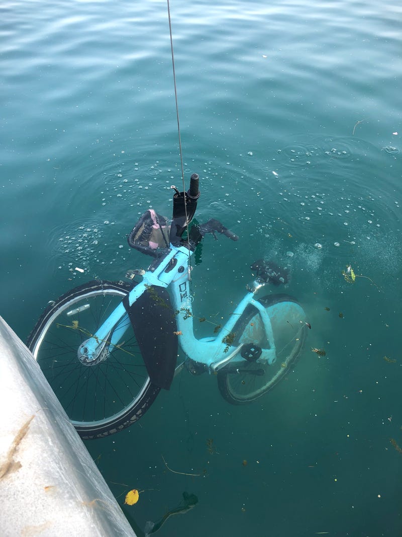 CPD Marine Unit retrieves Divvy bikes that have fallen in Lake Michigan