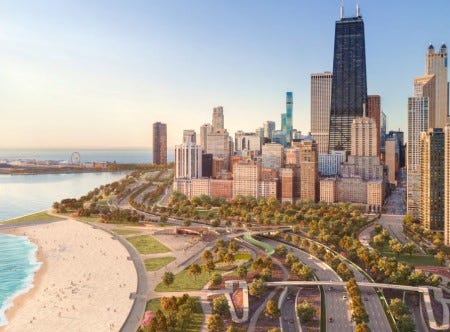 rendering of proposed redesign of DuSable Lake Shore Drive