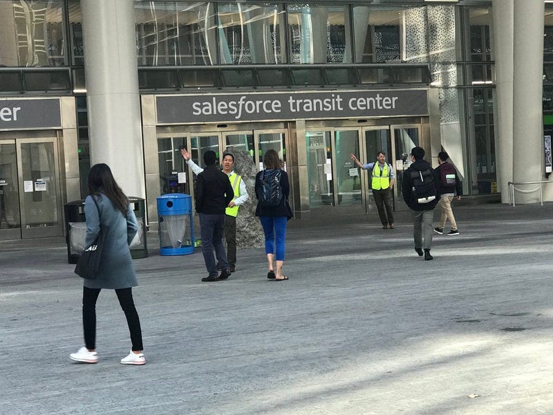 The Salesforce Transit Center was evacuated on Tuesday after officials discovered a cracked beam in the new building. 