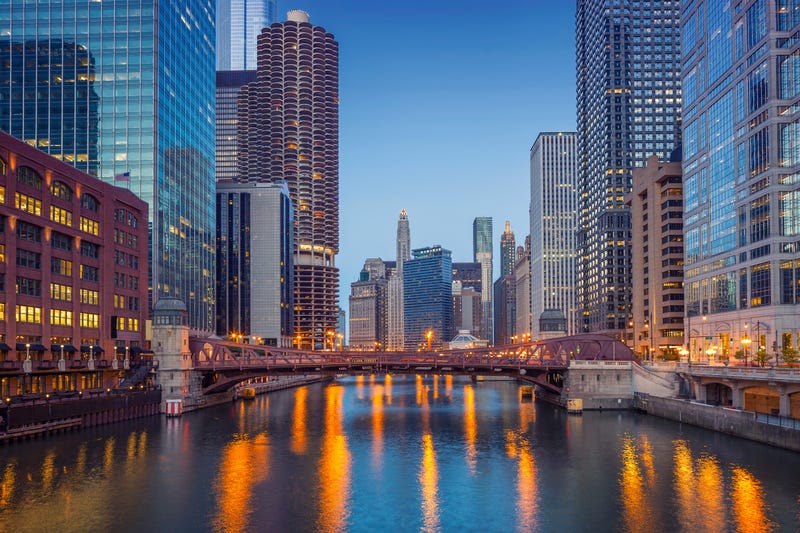 cityscape along Chicago River