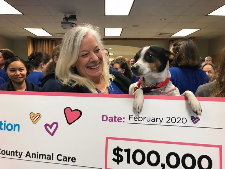 Paula Church and Puppy Pal Celebrate