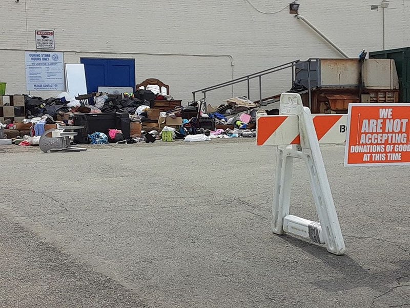 Donations piling up outside St. Vincent De Paul