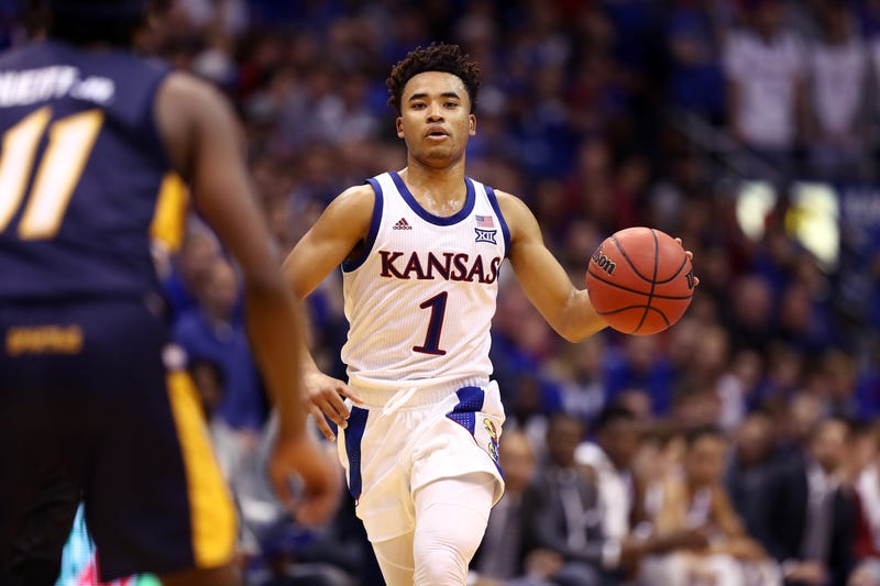 Devon Dotson #1 of the Kansas Jayhawks