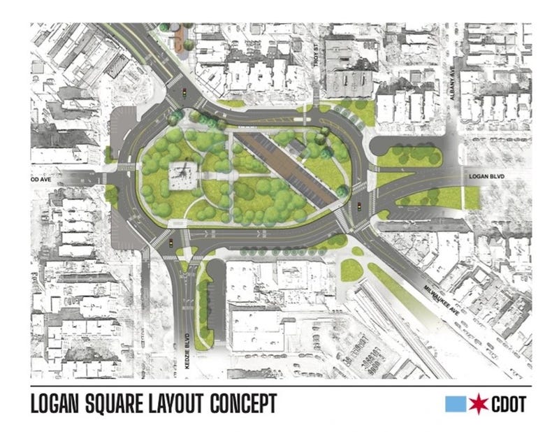A new project coming to Logan Square will create a new roundabout, which will result in Milwaukee Avenue no longer cutting through the neighborhood's eponymous square.