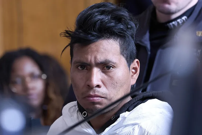 Sebastian Zapeta, accused of setting a woman on fire inside a New York City subway train, appears in court, Tuesday, Dec. 24, 2024, in New York.