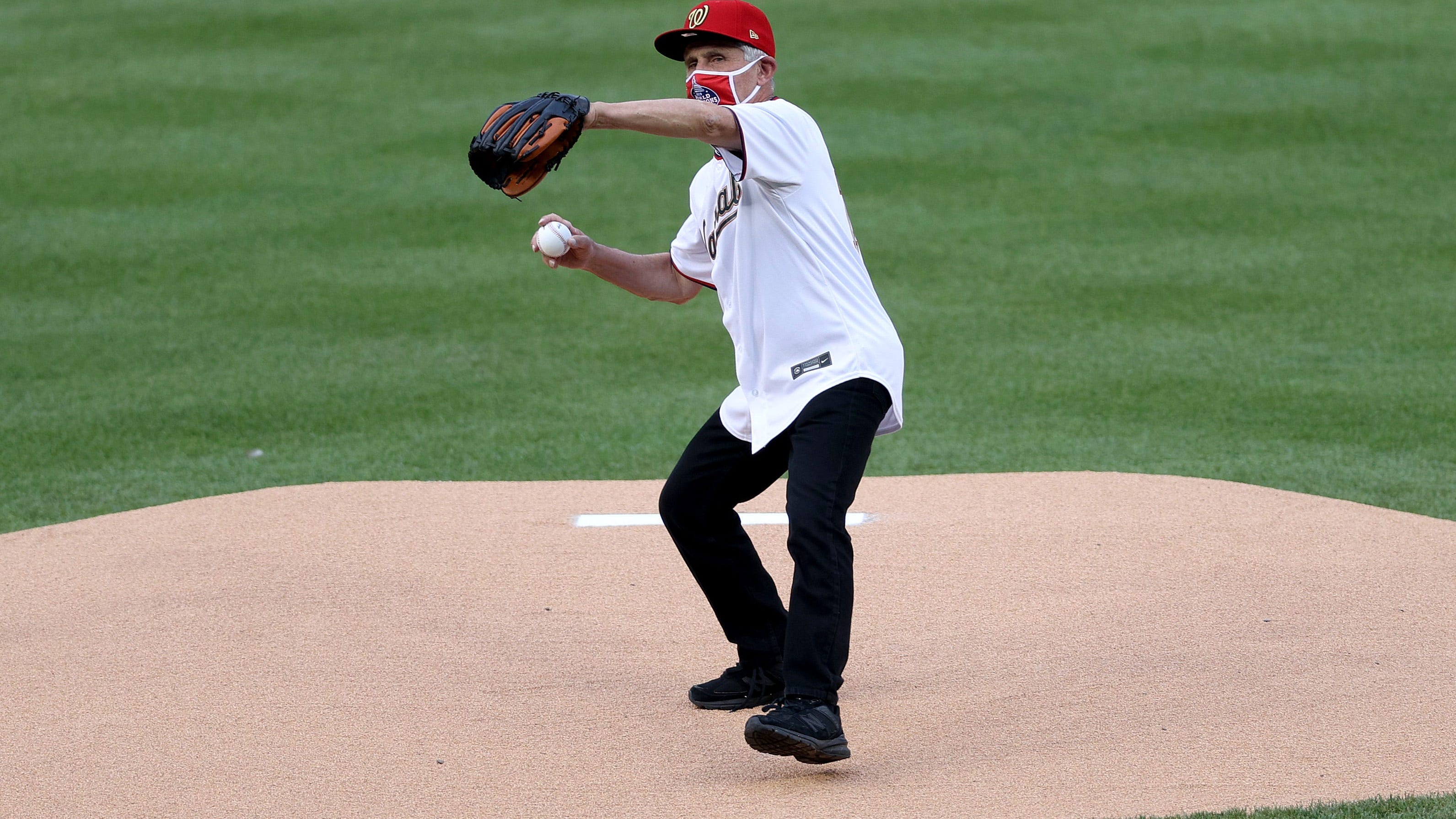 Dr. Fauci 'Flattens a Curve' on Ceremonial First Pitch Before Yankees-Nationals